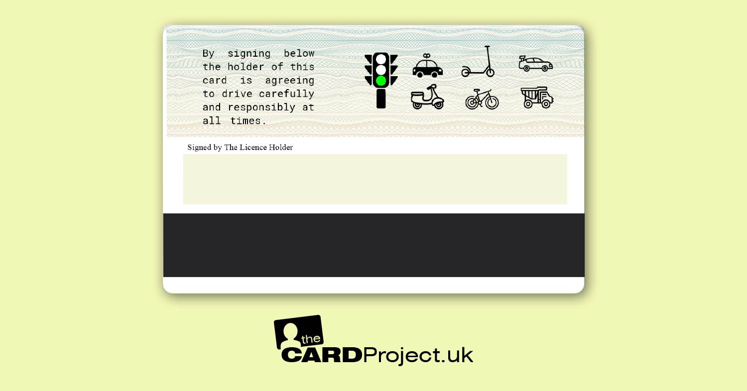 Childs Driving Licence, Double Sided ID Card (REAR)